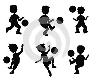 Silhouettes boy playing ball