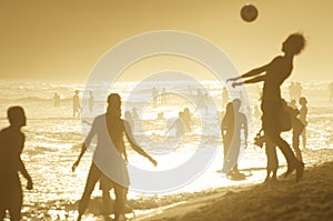 Silhouettes of Brazilians Playing Altinho Ipanema Sunset