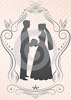 Silhouettes of the bride and groom_image