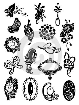 Silhouettes of brooches