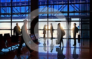 Silhouettes of Business People in Airport