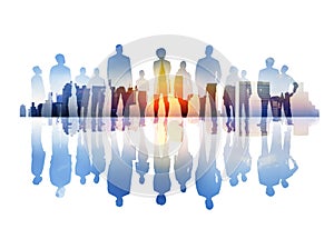 Silhouettes of Business People Discussing