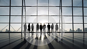 Silhouettes of Business People in an Office Building