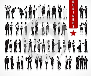 Silhouettes of Business People in a Row