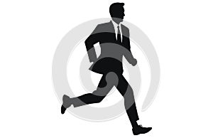 Silhouettes of business people run vector, silhouette of worker or businessman in suit running