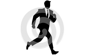 Silhouettes of business people run vector, silhouette of worker or businessman in suit running