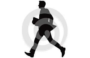 Silhouettes of business people run vector, silhouette of worker or businessman in suit running