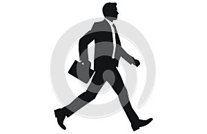 Silhouettes of business people run vector, silhouette of worker or businessman in suit running