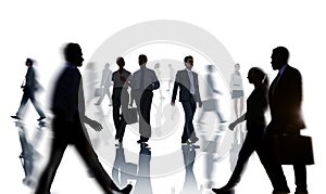 Silhouettes of Business People Rush Hour