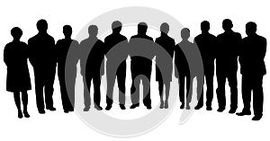 Silhouettes of business people, standing in line