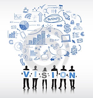 Silhouettes of Business People and Vision Concept