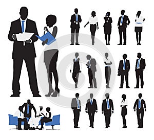 Silhouettes of Business People Working Discussion Concept
