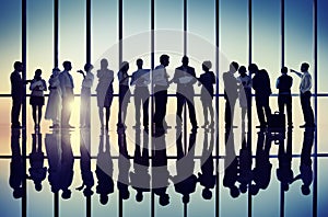 Silhouettes of Business People Working Together