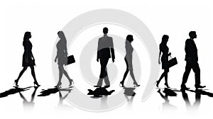 Silhouettes of Business Professionals Walking