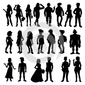 Silhouettes of cartoon people