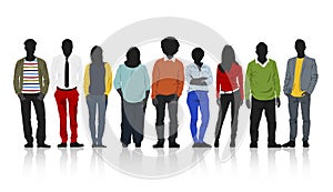 Silhouettes of Casual People with Colourful Clothes