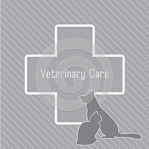 Silhouettes of cat and dog on the poster Template for veterinary shop or clinic