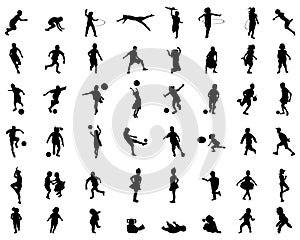 Silhouettes of children playing