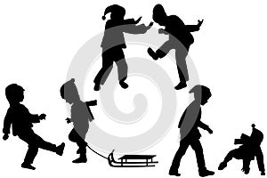 Silhouettes of children playing