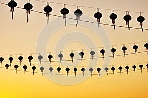 Silhouettes of Chinese lanterns