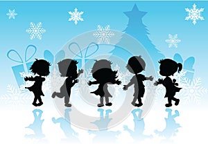 Silhouettes christmas children