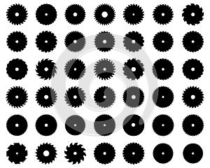 Silhouettes of circular saw blades