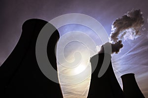 Silhouettes of cooling towers