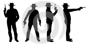 Silhouettes of cowboy with a gun
