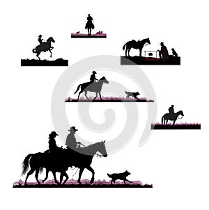 Silhouettes of cowboys photo