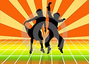 Silhouettes of dancing couple