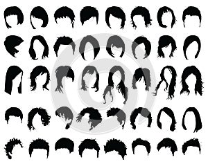 Silhouettes of different hair styling