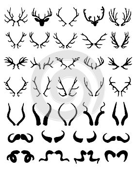 Silhouettes of different horns