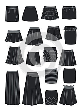 Silhouettes of different skirts photo