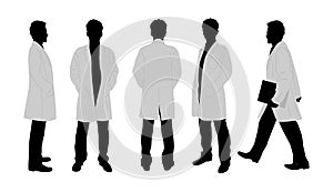 Silhouettes of doctor character in different poses
