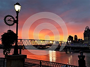 Cincinnati Waterfront at Sunset