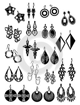 Silhouettes of earrings