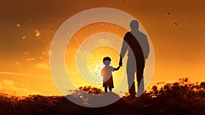 Silhouettes Embrace: Father and Son Sunset