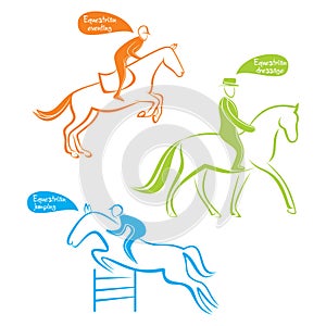 Silhouettes of equestrians on horsesdesgin