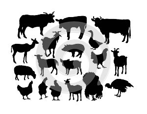 Silhouettes of Farm Animals, art vector design