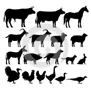 Silhouettes of Farm Animals