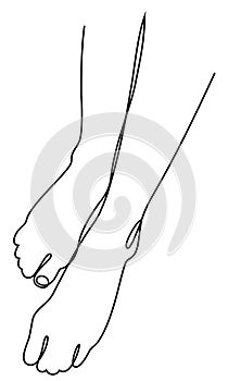 Silhouettes of female legs. Beautiful lady feet. Graphic image. Vector illustration.
