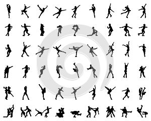 Silhouettes of figure skaters