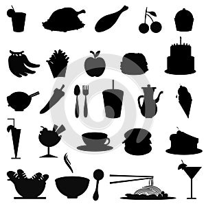 silhouettes food items