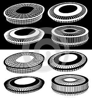 Silhouettes of football stadiums. Ideal for institutional and educational materials