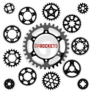 Silhouettes of the gear wheels, vector icons set photo
