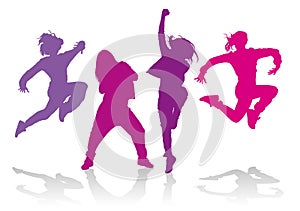 Silhouettes of girls dancing hip hop dance