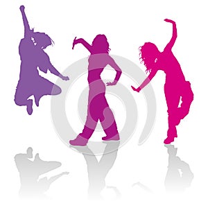 Silhouettes of girls dancing jazz funk dance