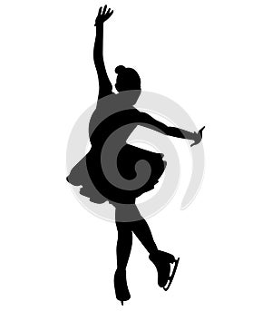 Silhouettes girls skaters. Figure skating. Black and white illustration of a figure skater. Winter sport.