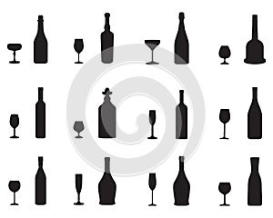 Silhouettes of glasses and bottles