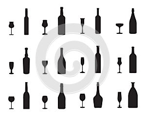 Silhouettes of glasses and bottles